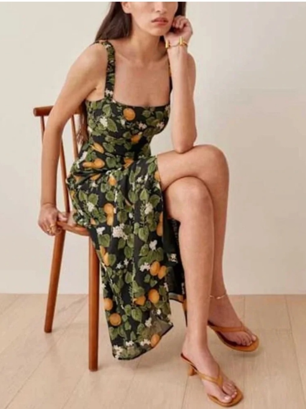 Reformation Dominique dress clementine print size 4 worn once